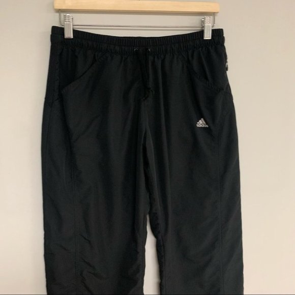 Adidas Track Pants Athletic  Black White Mesh‎ Zip Hem Women’s Size Medium - Picture 2 of 10